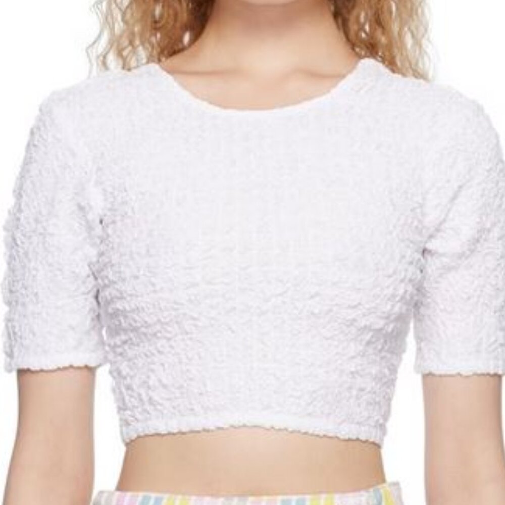 Ganni smocked crop top